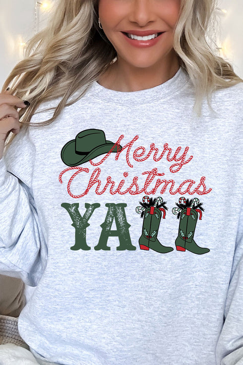 Boots Merry Christmas Y'all Unisex NuBlend Crew Sweatshirt