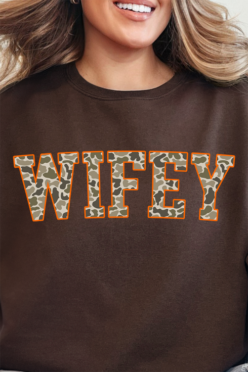 Orange Wifey Camo Unisex NuBlend Crew Sweatshirt