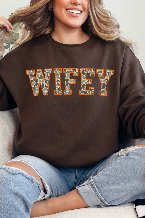 Orange Wifey Camo Unisex NuBlend Crew Sweatshirt