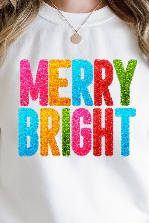 Colorful Merry Bright Faux Tinsel Transfer Unisex NuBlend Crew Sweatshirt