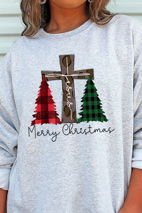 Cross Trees Merry Christmas Unisex NuBlend Crew Sweatshirt