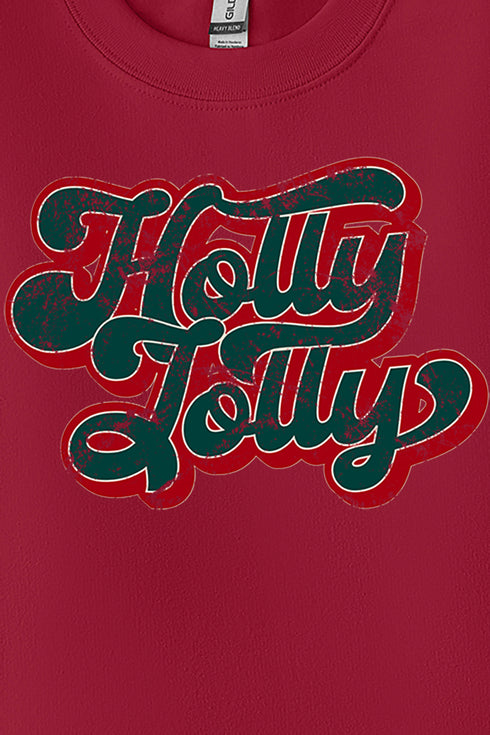 Distressed Groovy Holly Jolly Unisex NuBlend Crew Sweatshirt