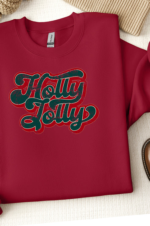 Distressed Groovy Holly Jolly Unisex NuBlend Crew Sweatshirt