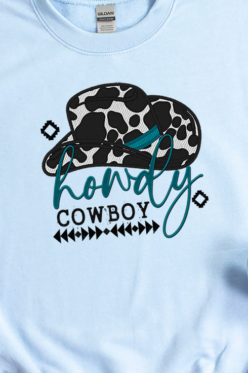 Faux Embroidery Howdy Cowboy Transfer Unisex NuBlend Crew Sweatshirt