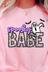 Faux Embroidery Spooky Babe Transfer Heavy-weight Crew Sweatshirt