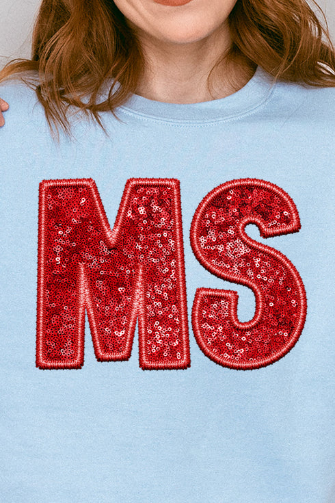 Faux Sequin Red MS Transfer Unisex NuBlend Crew Sweatshirt