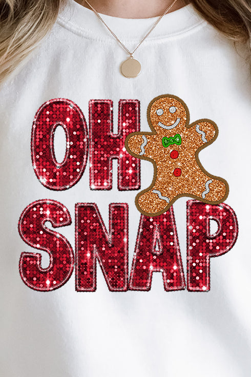 Faux Sequin Oh Snap Gingerbread Transfer Unisex NuBlend Crew Sweatshirt