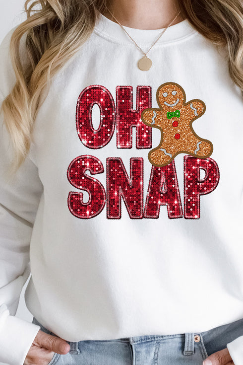 Faux Sequin Oh Snap Gingerbread Transfer Unisex NuBlend Crew Sweatshirt