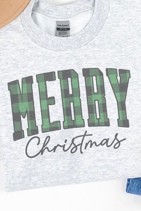 Green Buffalo Plaid Merry Christmas Unisex NuBlend Crew Sweatshirt