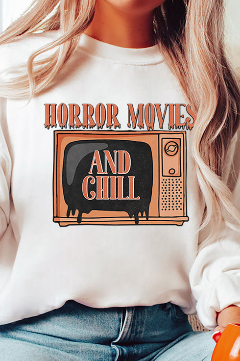 Horror Movies And Chill Unisex NuBlend Crew Sweatshirt