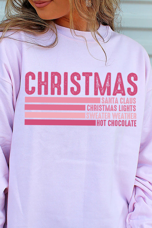 Pink Christmas List Heavy-weight Crew Sweatshirt