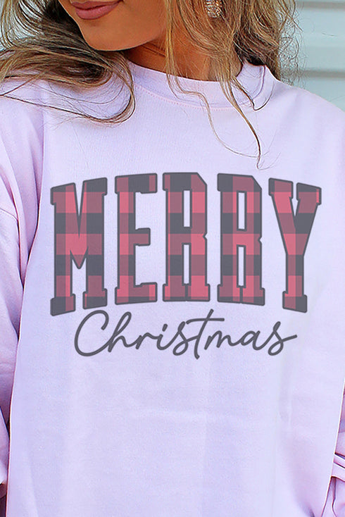 Red Buffalo Plaid Merry Christmas Unisex NuBlend Crew Sweatshirt