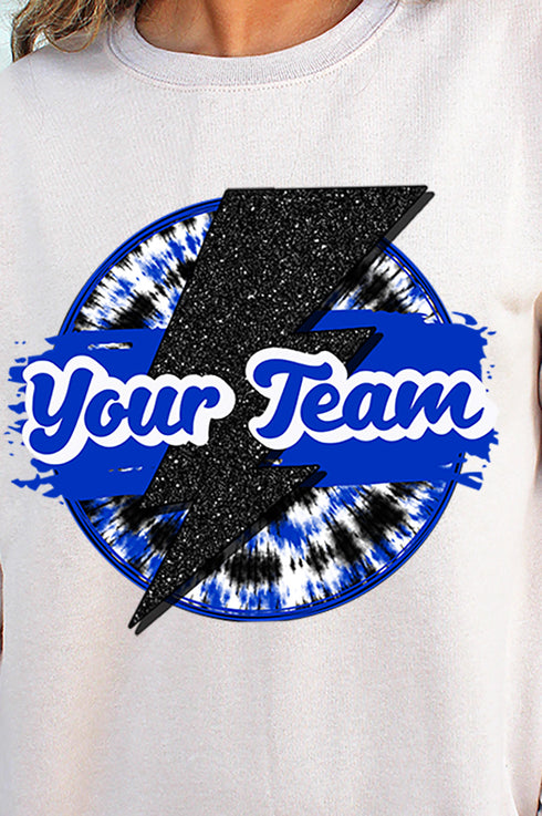 Tie Dye Bolt Blue And Black Unisex NuBlend Crew Sweatshirt
