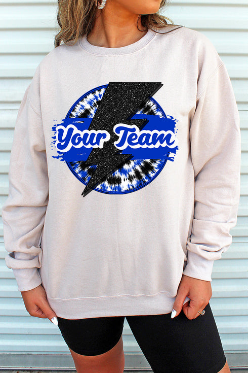 Tie Dye Bolt Blue And Black Unisex NuBlend Crew Sweatshirt
