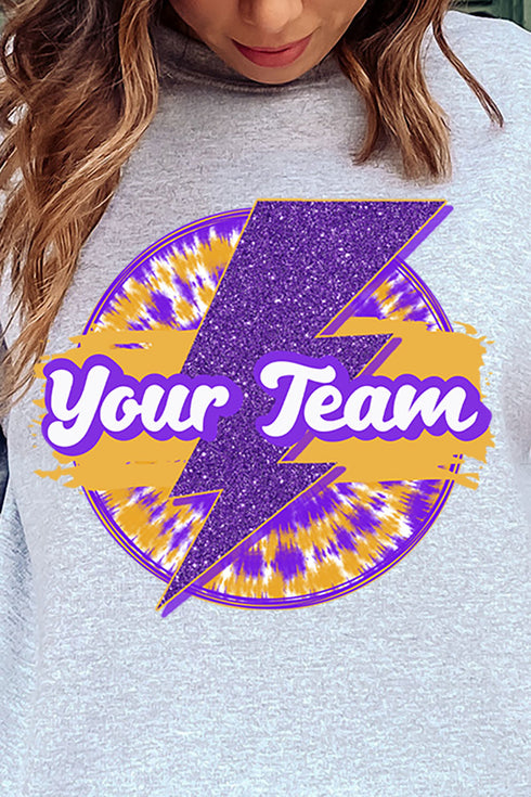 Tie Dye Bolt Purple And Gold Unisex NuBlend Crew Sweatshirt