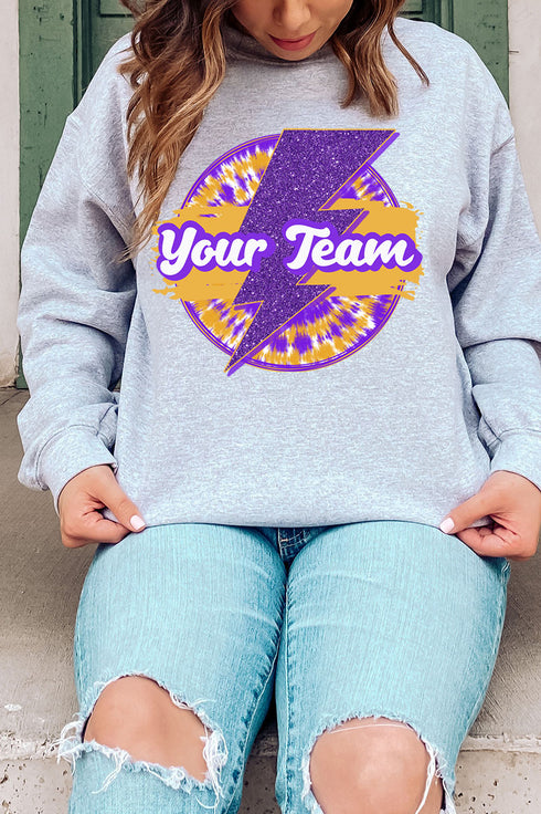 Tie Dye Bolt Purple And Gold Unisex NuBlend Crew Sweatshirt