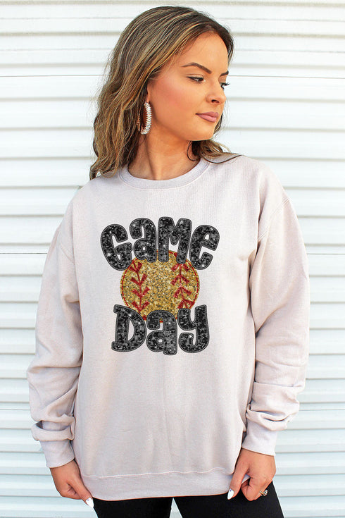 Game Day Softball Faux Sequin Transfer Unisex NuBlend Crew Sweatshirt