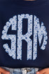 Youth Blue Chinoiserie 3 Letter Monogram Crew Sweatshirt