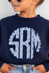 Youth Blue Chinoiserie 3 Letter Monogram Crew Sweatshirt