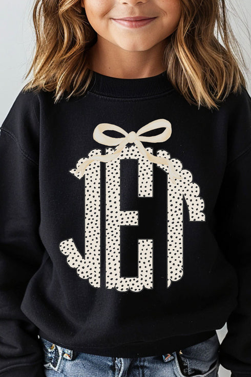 Youth Speckle 3 Letter Monogram Crew Sweatshirt