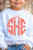 Youth Valentine Leopard 3 Letter Monogram Crew Sweatshirt