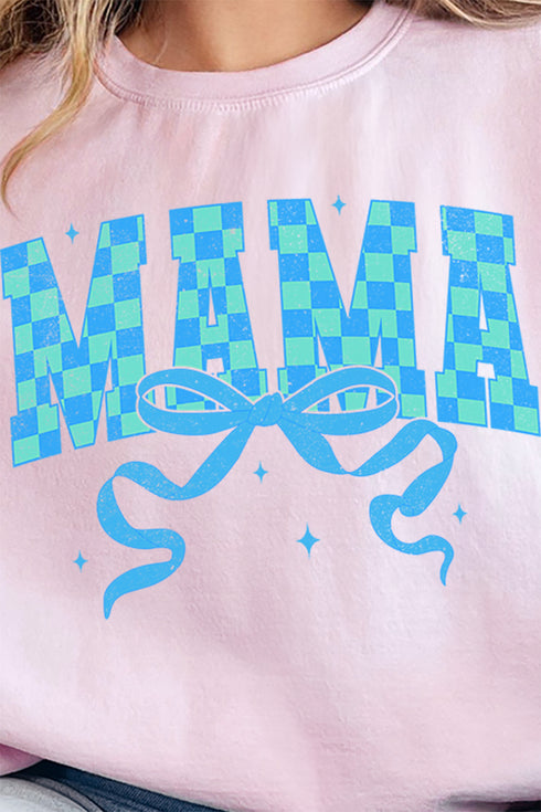 Aqua Checkered Arched Mama Unisex NuBlend Crew Sweatshirt