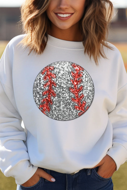 Baseball Faux Sequin Transfer Unisex NuBlend Crew Sweatshirt