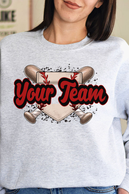 Baseball Home Plate Red And Black Unisex NuBlend Crew Sweatshirt