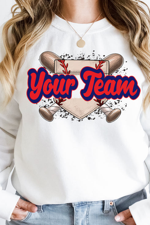 Baseball Home Plate Red And Navy Unisex NuBlend Crew Sweatshirt