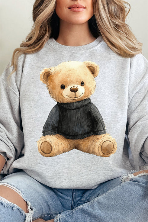 Black Vintage Teddy Bear Unisex NuBlend Crew Sweatshirt