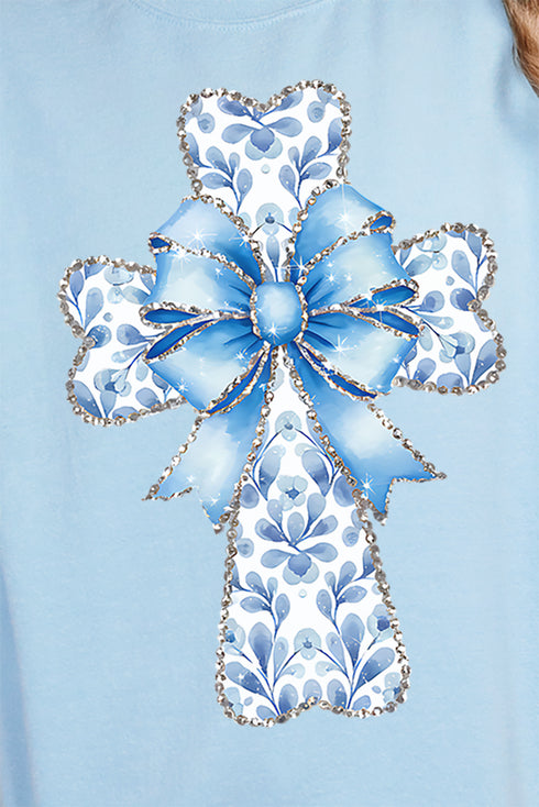 Blue Chinoiserie Cross Unisex NuBlend Crew Sweatshirt
