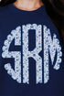 Blue Chinoiserie 3 Letter Monogram Unisex NuBlend Crew Sweatshirt