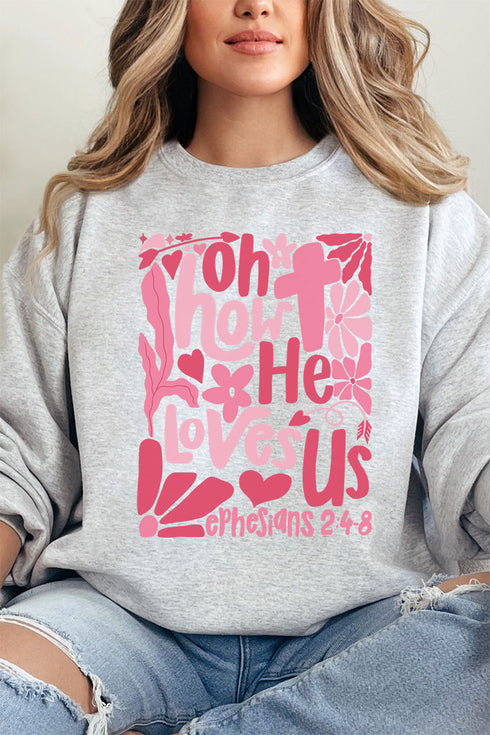 Boho Cross How He Loves Us Unisex NuBlend Crew Sweatshirt