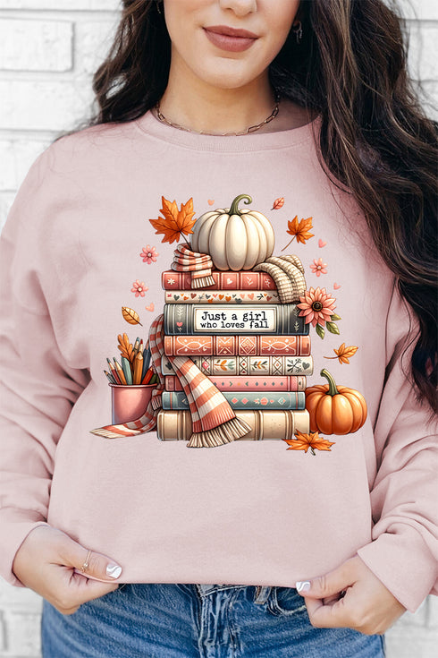 Books Fall Girl Unisex NuBlend Crew Sweatshirt
