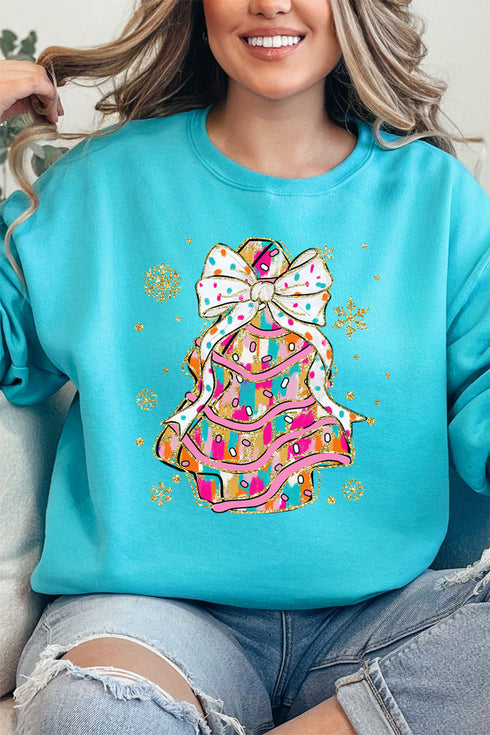 Brushed Colorful Christmas Tree Cake Unisex NuBlend Crew Sweatshirt