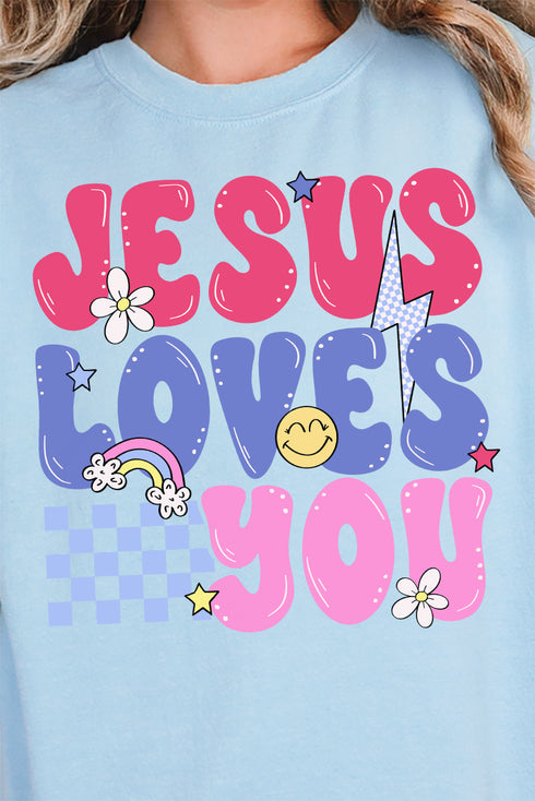 Bubble Jesus Loves You Unisex NuBlend Crew Sweatshirt