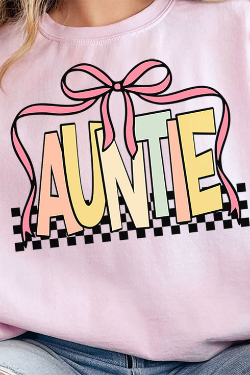 Checkered Bow Auntie Unisex NuBlend Crew Sweatshirt