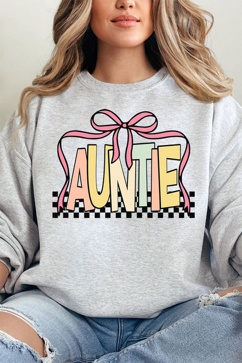 Checkered Bow Auntie Unisex NuBlend Crew Sweatshirt