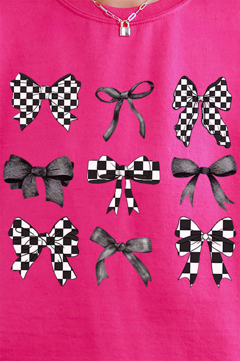 Checkered Retro Coquette Bows Unisex NuBlend Crew Sweatshirt