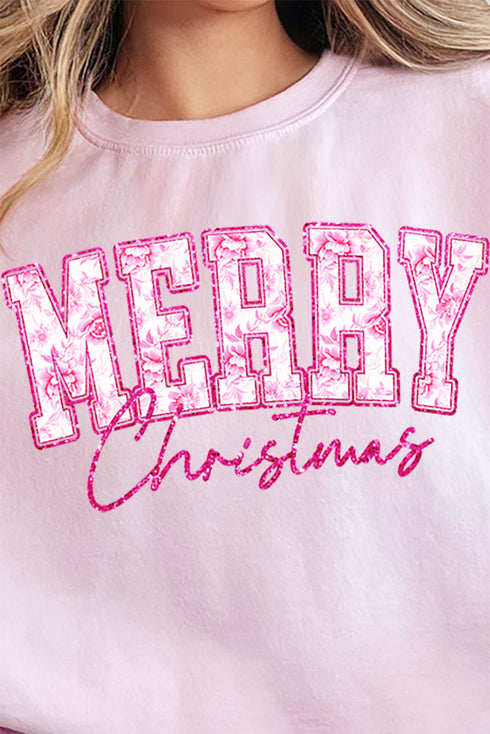 Chinoiserie Pink Merry Christmas Unisex NuBlend Crew Sweatshirt