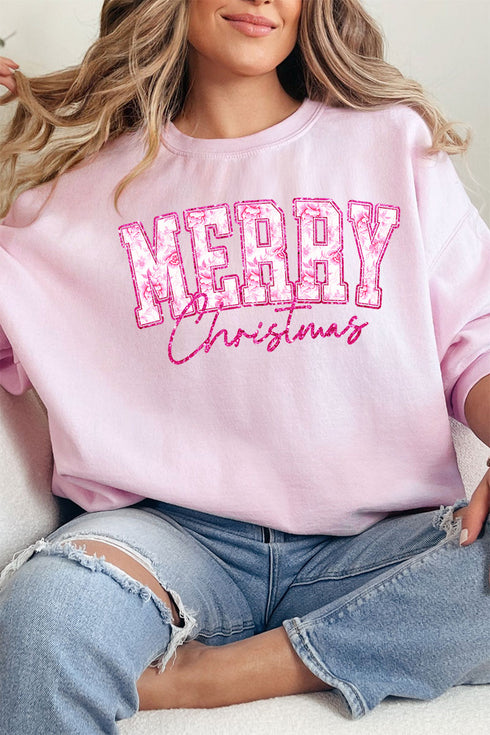 Chinoiserie Pink Merry Christmas Unisex NuBlend Crew Sweatshirt