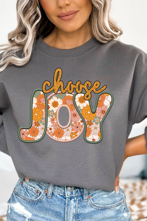 Choose Joy Faux Embroidery Transfer Unisex NuBlend Crew Sweatshirt