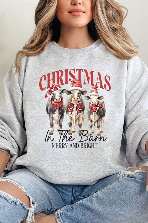 Christmas In The Barn Cows Unisex NuBlend Crew Sweatshirt