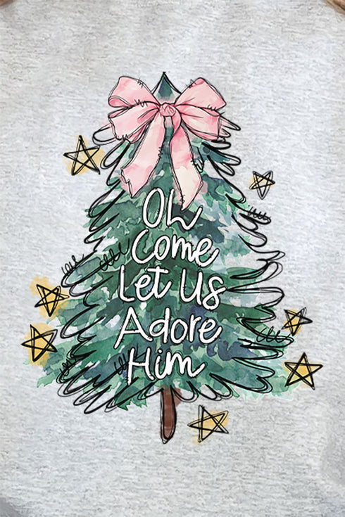 Christmas Tree Let Us Adore Him Unisex NuBlend Crew Sweatshirt