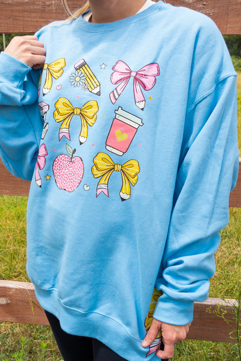 Side Bows Coquette Teacher Unisex NuBlend Crew Sweatshirt