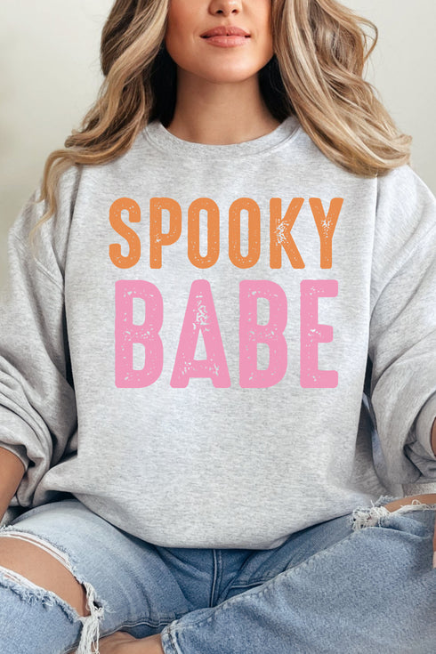 Distressed Spooky Babe Unisex NuBlend Crew Sweatshirt
