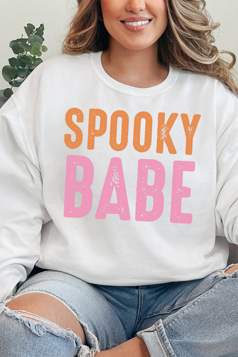 Distressed Spooky Babe Unisex NuBlend Crew Sweatshirt