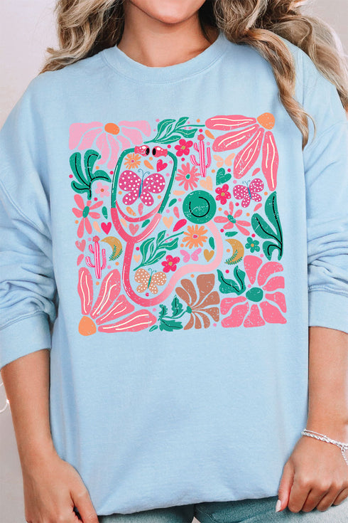 Doodle Boho Nurse Unisex NuBlend Crew Sweatshirt
