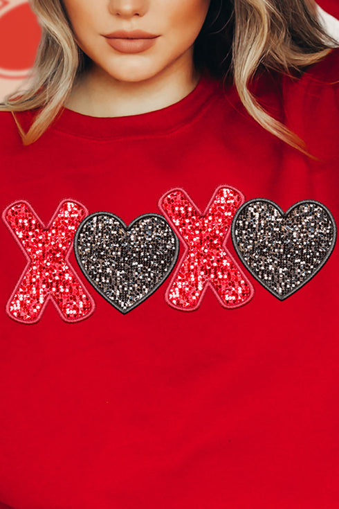 Doodle XOXO Faux Sequin Transfer Unisex NuBlend Crew Sweatshirt