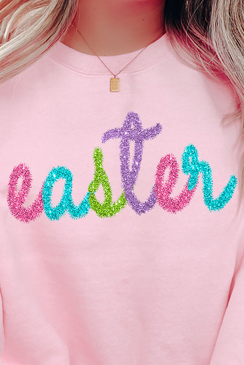 Easter Faux Tinsel Transfer Unisex NuBlend Crew Sweatshirt